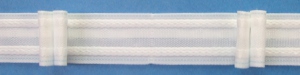 Záclonovka 100%PES š.28mm 50m/bal. řasení dva sklady 1:2 bílá (cena / metr)