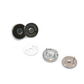 Zapínání kabelkové magnet. nýtovací pr.15mm 4díly 5sad/bal. stříbrné (cena / kus)