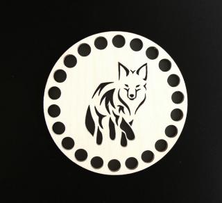 Dřevěné víko - kruh 10 cm, vlk