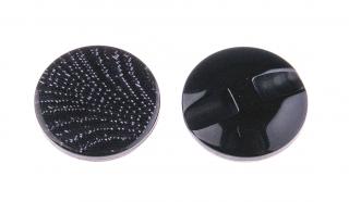Knoflík plastový s třpytivou kresbou 22 mm - černý