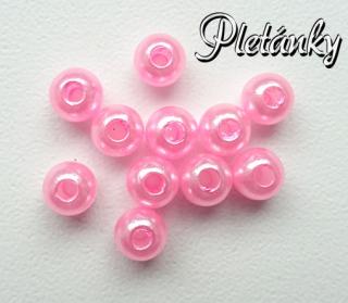 Korálky GLANCE plast kulička 4mm voskované, 5g, růžová 9