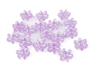 Plastové korálky s AB efektem 340448 -  květ 17mm fialová lila