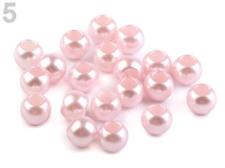 Plastové korálky s velkým průvlekem perleťové 11x13 mm 200797 - 5 lasturová růžová