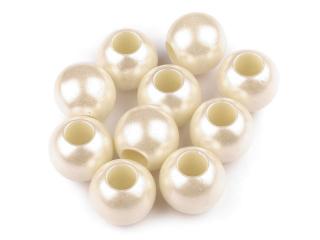 Plastové perly s velkým průvlekem 11x13 mm 200797 4 perlová