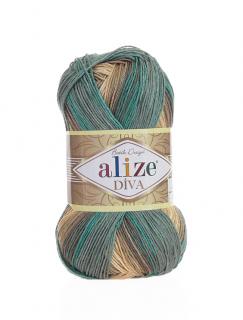 Příze Diva Batik 3307 - odstíny zelené, béžové,šedé