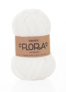 Příze DROPS Flora uni colour 02 - bílá
