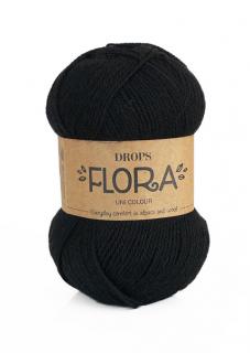 Příze DROPS Flora uni colour 06 - černá
