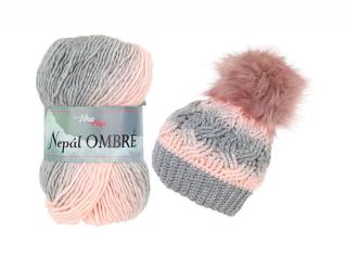 Příze Nepál Ombré - 7412 růžová, šedá
