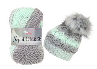 Příze Nepál Ombré - 7413 šedá, mentolová