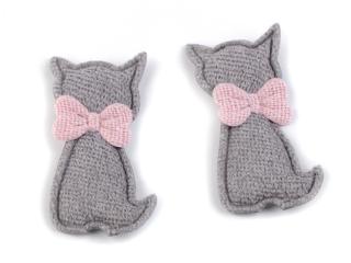 Textilní aplikace kočka 390648 - šedá