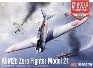 Academy - A6M2b Zero Fighter Model 21,  Battle of Midway , Model Kit letadlo 12352, 1/48