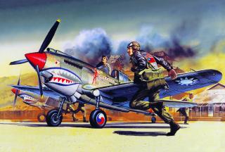 Academy - Curtiss P-40B Tomahawk, 1. Americká dobrovolnická skupina, Flying Tigers, Model Kit 12456, 1/72
