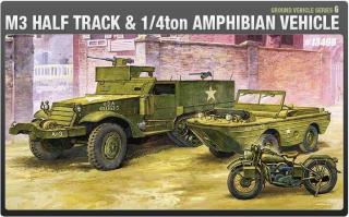 Academy - M3 Half-track & 1/4 ton Amphibian Vehicle, Model Kit 13408, 1/72