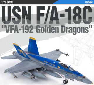 Academy - McDonnell Douglas F/A-18C Hornet, US NAVY, VFA-192  Golden Dragons , Model Kit 12564, 1/72