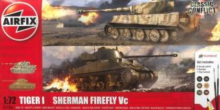 Airfix - Classic Conflict Tiger 1 vs Sherman Firefly, Gift Set tanky A50186,  1/72