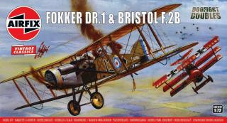 Airfix - Fokker DR1 Triplane & Bristol Fighter Dogfight Double, Classic Kit VINTAGE letadlo A02141V, 1/72