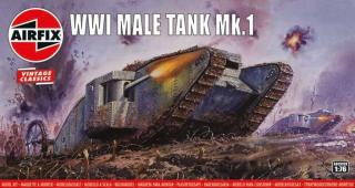 Airfix - Male Tank Mk.I, první světová válka, Classic Kit VINTAGE A01315V, 1/76