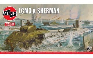 Airfix - vyloďovací plavidlo LCM3 & M4 Sherman, Classic Kit VINTAGE A03301V, 1/76