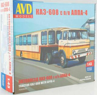 AVD Models - KAZ-608 Letištní tahač s autobusovým přívěsem APPA-4, Model kit 7050, 1/43