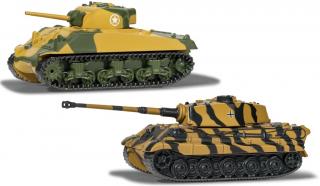 Corgi Set - PzKpfw VI. Ausf. B King Tiger + M4 Sherman, Wehrmacht a US Army, bonus kódy do hry World of Tanks