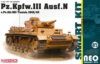 Dragon -  Pz.Kpfw.III Ausf.N s.Pz.Abt.501 Tunisia 1942/43 (Neo Smart Kit), Model Kit 6956, 1/35