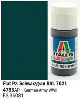Italeri - barva akrylová 20ml - Flat Pz. Schwarzgrau RAL 7021 20ml, 4795AP