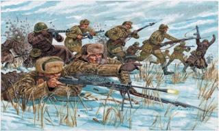 Italeri - figurky sovětská pěchota, zimní uniformy, 2.světová válka, Model Kit 6069, 1/72
