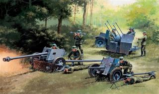 Italeri - set německých děl 3.7 cm Pak 35, 7,5 cm Pak 40, 2 cm Flak 38, Model Kit 7026, 1/72