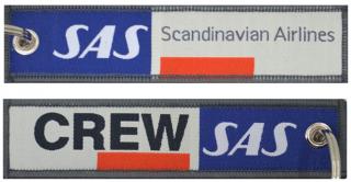 MegaKey - přívěsek  SAS Scandinavian Airlines - oboustranný, vyšívaný, 13 x 3 cm