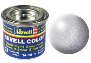 Revell - Barva emailová 14ml - č. 90 metalická stříbrná (silver metallic), 32190