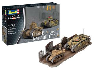 Revell - Char B1 bis & Renault FT-17, Plastic ModelKit 03278, 1/76