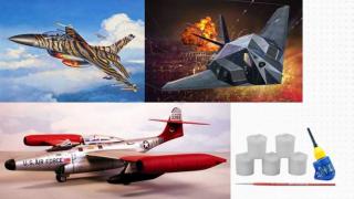Revell - F-89 Scorpion, F-117 Nighthawk, F16 Fighting Falcon, US Air Force 75th Anniversary, Gift-Set letadla 05670, 1/72