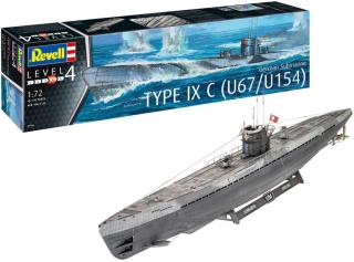 Revell - ponorka Type IXC U67 / U154, Kriegsmarine, Plastic ModelKit 05166, 1/72
