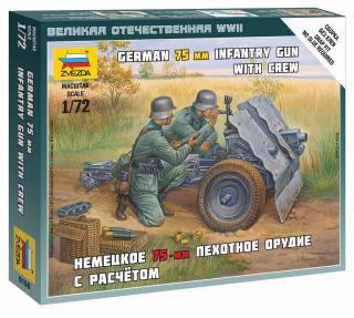 Zvezda - dělo 7.5 cm Infanteriegeschütz 37 s obsluhou, Wargames (WWII) 6156, 1/72