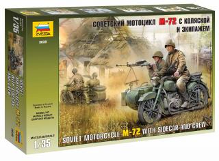 Zvezda - figurky motocykl M-72 s posádkou, Model Kit 3639, 1/35