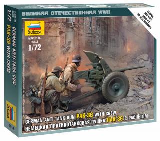 Zvezda - figurky protitankový kanón 3,7 cm Pak 36 s obsluhou, Wargames (WWII) 6114, 1/72