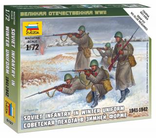 Zvezda - figurky sovětská pěchota, zimní uniformy, Wargames (WWII) 6197, 1/72