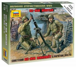 Zvezda - figurky sovětský minomet 82 mm s obsluhou, Wargames (WWII) 6109, 1/72