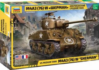 Zvezda - M4 A3 (76mm) Sherman Tank, Model Kit 3676, 1/35