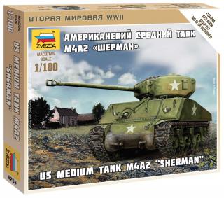 Zvezda - M4A2 Sherman, Wargames (WWII) 6263, 1/100