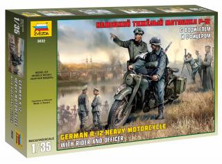 Zvezda - motocykl BMW R12 s jezdcem, Model Kit 3632, 1/35