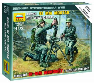 Zvezda - německý minomet 81 mm s obsluhou, Wargames (WWII) 6111, 1/72