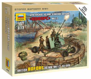 Zvezda - protiletadlové dělo Bofors 40mm Mk-2 s obsluhou, Wargames (WWII) 6170, 1/72