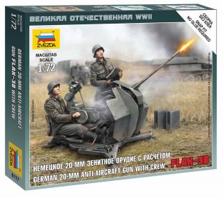 Zvezda - Rheinmetall 2 cm Flak 38 s obsluhou, Wargames (WWII) 6117, 1/72