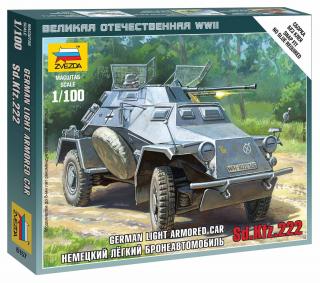 Zvezda - Sd.Kfz.222 lehké obrněné průzkumné vozidlo, Wargames (WWII) 6157, 1/100