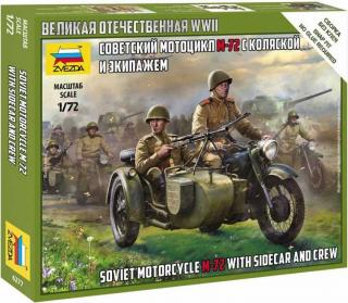 Zvezda - Soviet M-72 Sidecar Motorcycle w/Crew, Wargames (WWII) figurky 6277, 1/72
