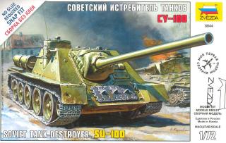 Zvezda - stíhač tanků SU-100, Snap Kit 5044, 1/72