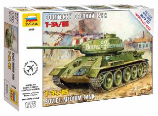 Zvezda - T-34/85, sovětská armáda, Snap Kit 5039, 1/72