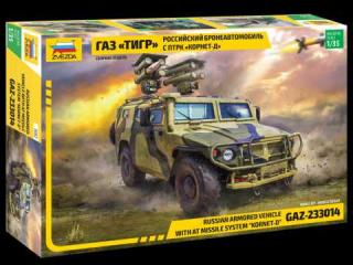 Zvezda - terénní automobil GAZ  Tiger  s protitankvým raketovým systémem  Kornet D , Model Kit military 3682, 1/35