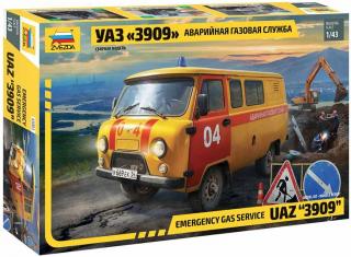 Zvezda - UAZ 3909 Buchanka, poruchová služba plyn, Model Kit 43003, 1/43